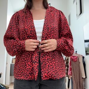 Topshop Red and Black Heart Blouse